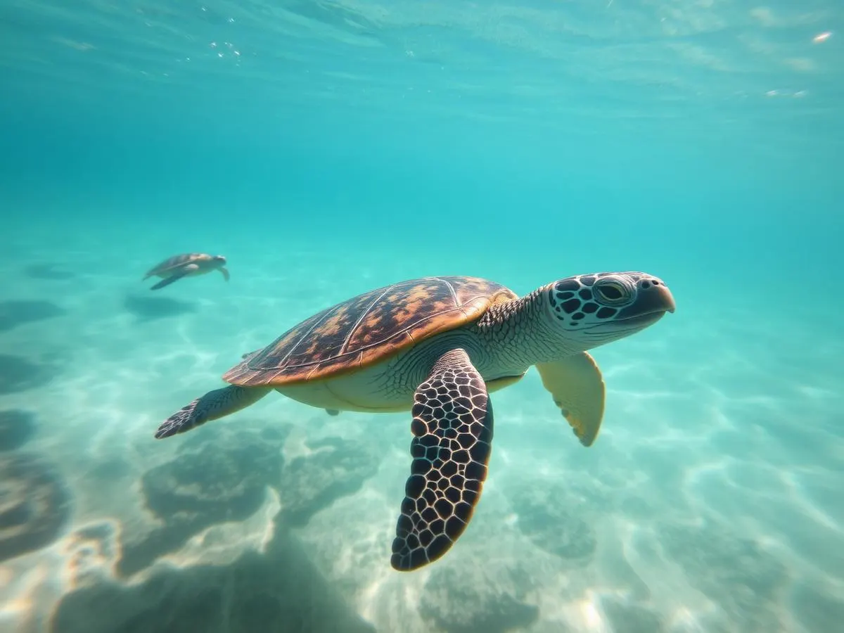 Vida marinha em recife preservado, com peixes coloridos em água clara
