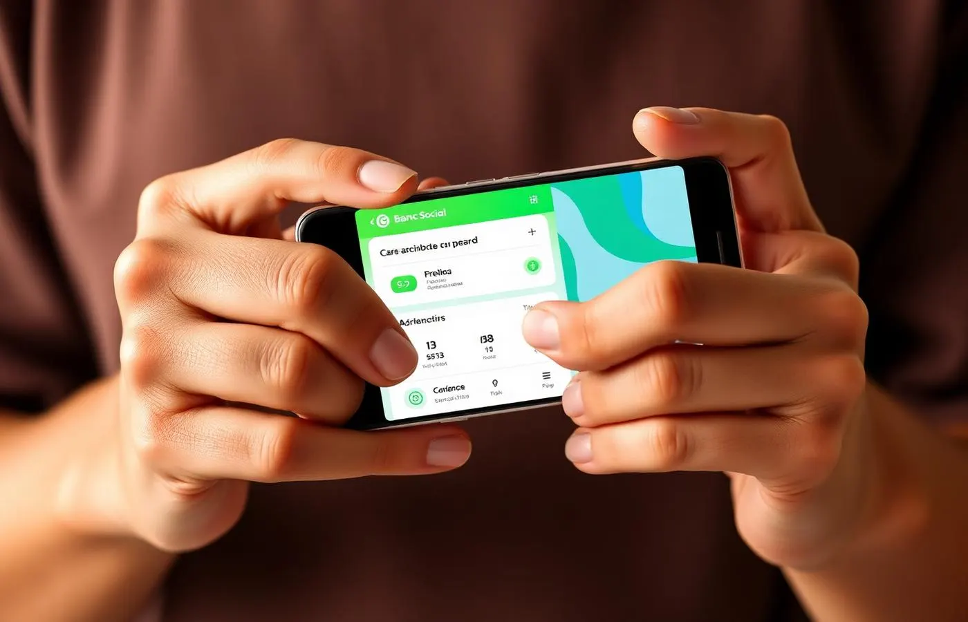 Conceito visual do banco social INARV BANK em uso por empreendedor local